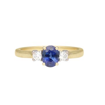 18k Sapphire and Diamond Three Stone Ring