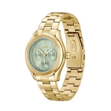 Lida Ladies 38mm Green Dial Quartz Gold Stainless Steel Watch