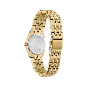 Photo of the Citizen Corso Diamond 28mm Black Dial Gold Tone Stainless Steel Eco-Drive Watch EW2712-55E