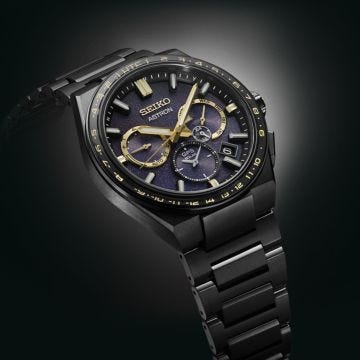 Morning Star 5X53 Solar GPS Limited Edition, Astron 42.7mm, Black Dial, Solar Quartz Movement, Titanium Case, Titanium Bracelet Watch