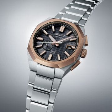Seiko Rose Gold Crystal Box GPS Solar, Astron 41.2mm, Grey Dial, Solar Quartz Movement, Titanium Case, Titanium Bracelet Watch ssj014j1