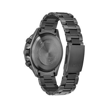 Citizen Attesa Satellite Wave F950 43mm watch CC4057-60E with a black dial, grey ion-plated Super Titanium case, and Eco-Drive technology, offering satellite timekeeping for unparalleled precision and a lightweight, durable design.