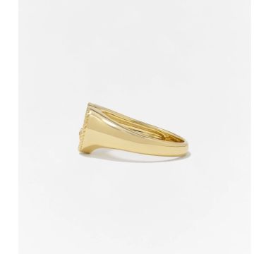 Yvonne Léon 9K Yellow Gold sz 52 Baby Chevalière Coeur Turquoise or Jaune