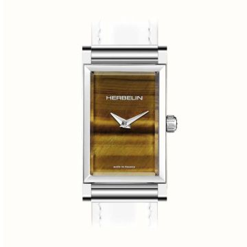 Herbelin Antares Rectangle 19mm, Orange Dial, Quartz Movement, Stainless Steel Case H17444APS07