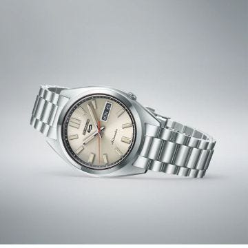Seiko Beige Chinos, 5 Sports SNXS 37.4mm, Cream Dial, Automatic Movement, Stainless Steel Case, Stainless Steel Bracelet Watch srpk91k1