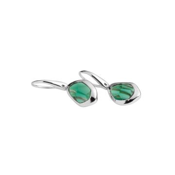 Juvi Silver Amble Pebble Green Tourmaline Hook Earrings. Image one
