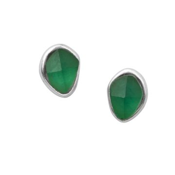Juvi Silver Stepping Stone Green Tourmaline Stud Earrings. Image one