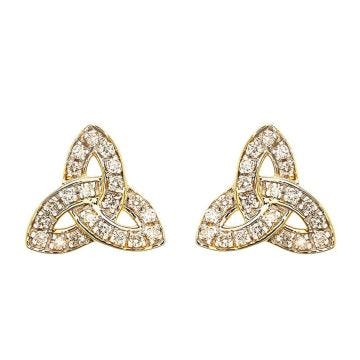 14k Gold Lab Grown Diamond Celtic Trinity Knot Stud Earrings