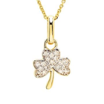 14k Yellow Gold Lab Grown Diamond Shamrock Necklace