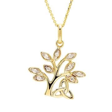 14k Yellow Gold Lab Grown Diamond Tree of Life Necklace