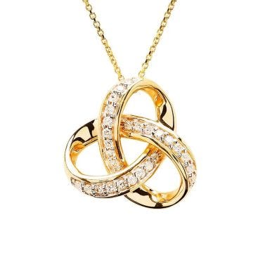 14k Yellow Gold Lab Grown Diamond Celtic Love Knot Necklace