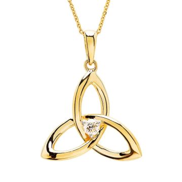 14k Gold with Round Lab Grown Diamond Celtic Knot Necklace