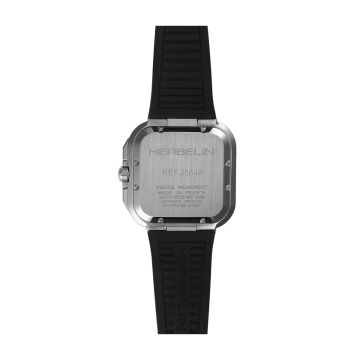 Herbelin Cap Camarat Square Chronograph 40.5mm, Black Dial, Quartz Movement, Stainless Steel Case, Black Rubber Strap Watch 35646A14CA