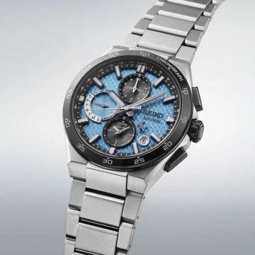 Seiko Starfull Sky 5X GPS Solar Chronograph Limited Edition, Astron 43.3mm, Blue Dial, Solar Quartz Movement, Titanium Case, Titanium Bracelet Watch SSH157J1