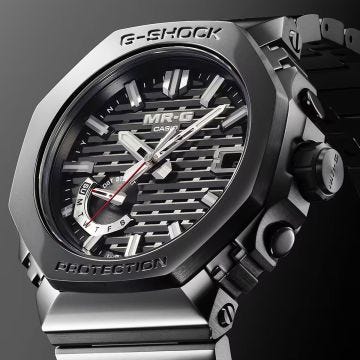 Casio MRG B2100 Black Dial Quartz Movement Titanium Bracelet Watch MRG-B2100B-1ADR