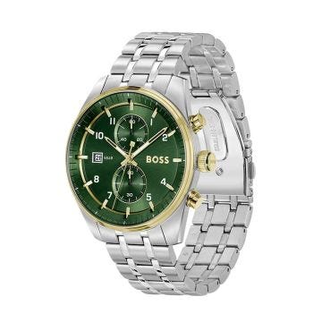 Skytraveller 44mm Green Dial Quartz Stainless Steel Watch