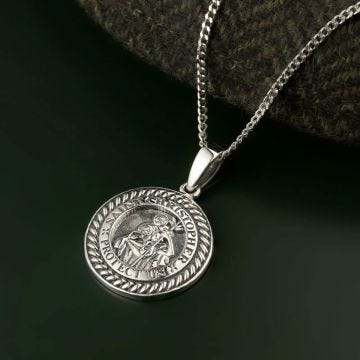 Gents St Christopher Medal Pendant Necklace