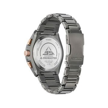 Photo of the Citizen Promaster Skyhawk A.T 46mm watch with black dial, stainless steel case, and bracelet jy8146-54E. Eco-Drive technology, multi-function aviation timepiece.
