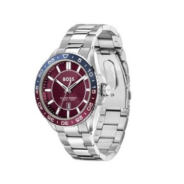Runner 43mm Burgundy Dial Quartz Stainless Steel Bracelet Watch