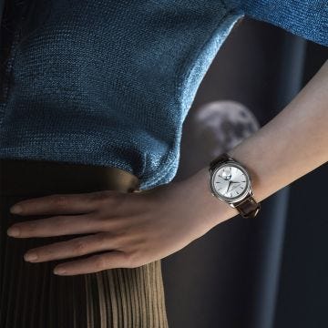 Photo of the Frederique Constant Classics Moneta Moonphase 37mm Quartz Watch with Silver Dial, Stainless Steel Case & Leather Strap – FC-206S3S6