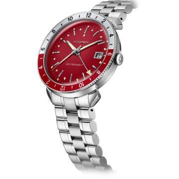 Astronaut 41mm Red Dial Automatic Stainless Steel Bracelet Watch