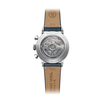 Raymond Weil Millesime 39.5mm Blue Dial Automatic Navy Leather Bracelet Watch 7765-STC-50651