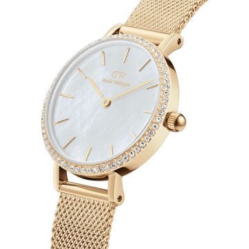 Petite Lumine Bezel Evergold 28mm MOP Dial Gold Plated Stainless Steel Watch