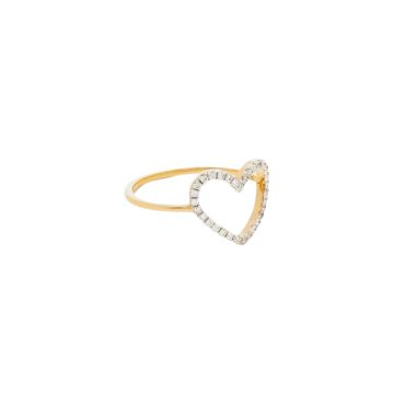 Yvonne Léon 9K Yellow Gold 15 Carat Diamond sz 49 Bague Petit Coeur Diamants or Jaune