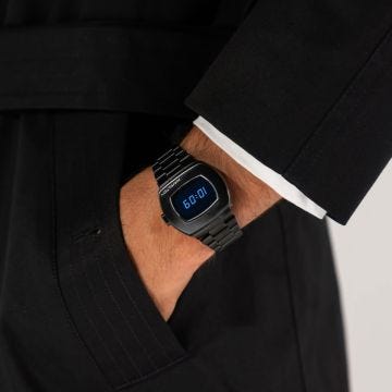 American Classic PRS Digital 41.35mm, Blue Dial, Quartz Movement, Black Stainless Steel Watch