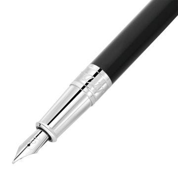 D-Initial Black Chrome Medium Stainless Steel Nib Fountain Pen