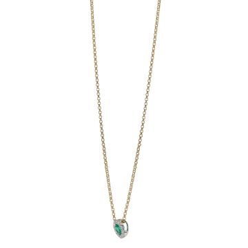 18k Emerald Halo Pendant