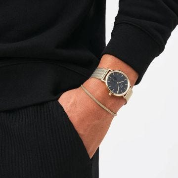 Classic 40mm Multi-Eye Evergold Onyx Dial Gold Plated Watch