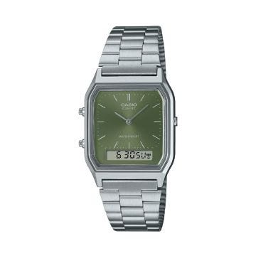 Edgy Vintage 38.8x29.8mm Quartz Green Dial Stainless Steel Watch