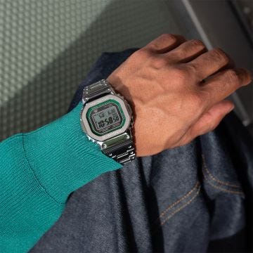 G-Shock 49.3x43.2mm Green Dial Stainless Steel Watch