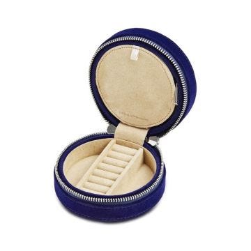 Photo of the WOLF 1834 Royal Asscher Round Zip Case Jewellery Box in Deep Blue | 394002