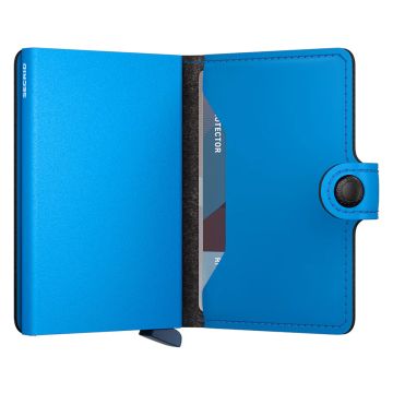 Photo of the Secrid Miniwallet Yard Ultra Blue (MYp-UltraBlue). Close-up image of the ultra blue wallet, showcasing its unique design and secure card storage mechanism.