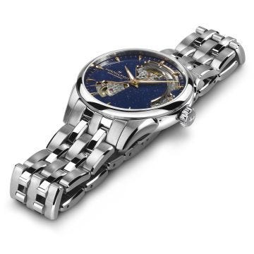 Photo of the Hamilton Jazzmaster Open Heart Lady Auto 36mm Navy Dial Stainless Steel Watch – H32215142
