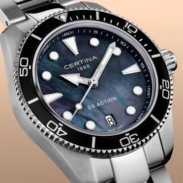 DS Action 34.5mm Blue MOP Dial Quartz Movement Stainless Steel Bracelet Watch