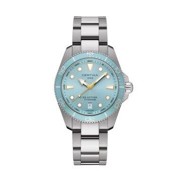 DS Action 40mm Light Blue Dial Quartz Titanium Bracelet Watch