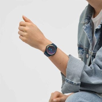 Fade to Pink 41mm Blue Dial Quartz Silicone Strap Watch