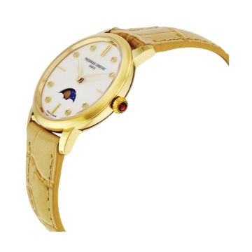 Frederique Constant Slimline 30mm Mother of Pearl Quartz Cream Leather Bracelet Watch fc-206mpwd1s5