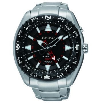 Seiko Kinetic GMT Prospex Black Dial Stainless Steel Bracelet Watch