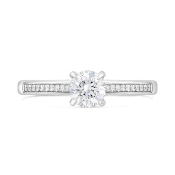 Platinum and 0.32ct Diamond Ring with Shoulder Diamonds