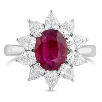 Platinum Ruby and Diamond Cluster