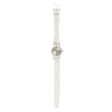 Time to Swatch Collection SILVER GLISTAR TOO 25mm, Round Grey Dial, Quartz, Transparent Case, Transparent Strap Watch