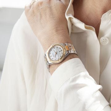 Herbelin Cap Camarat 34.5mm, Mother of Pearl Dial, Quartz Movement, Stainless Steel & Rose Gold PVD Watch 14245/BTR59