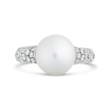 Mikimoto 18k White Gold Pearl and Diamond Ring