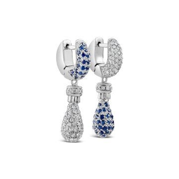 Weir Collection 18k Gold Sapphire & Diamond Drop Earrings