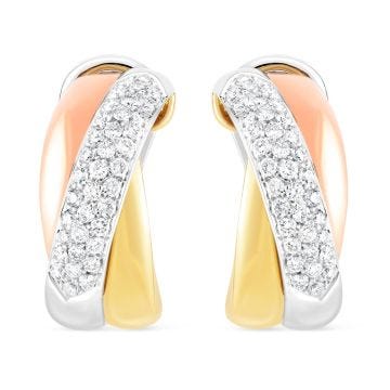 18k Yellow Three Colour Russian Style 0.9ct Diamond Earrings