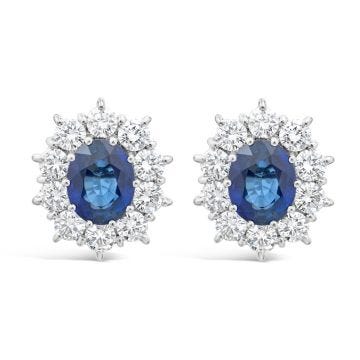 Weir Collection 18k Sapphire and Diamond Cluster Earrings